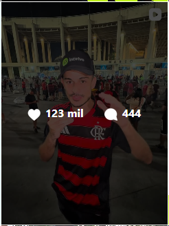 Post com João Mercio no Maracanã: 123 mil curtidas e 444 comentários, conforme o print.
